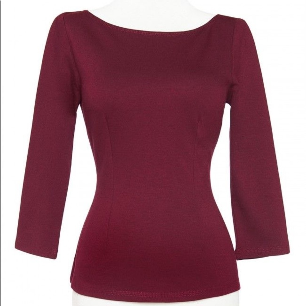 Pinup Girl Clothing Maroon Sabrina Top